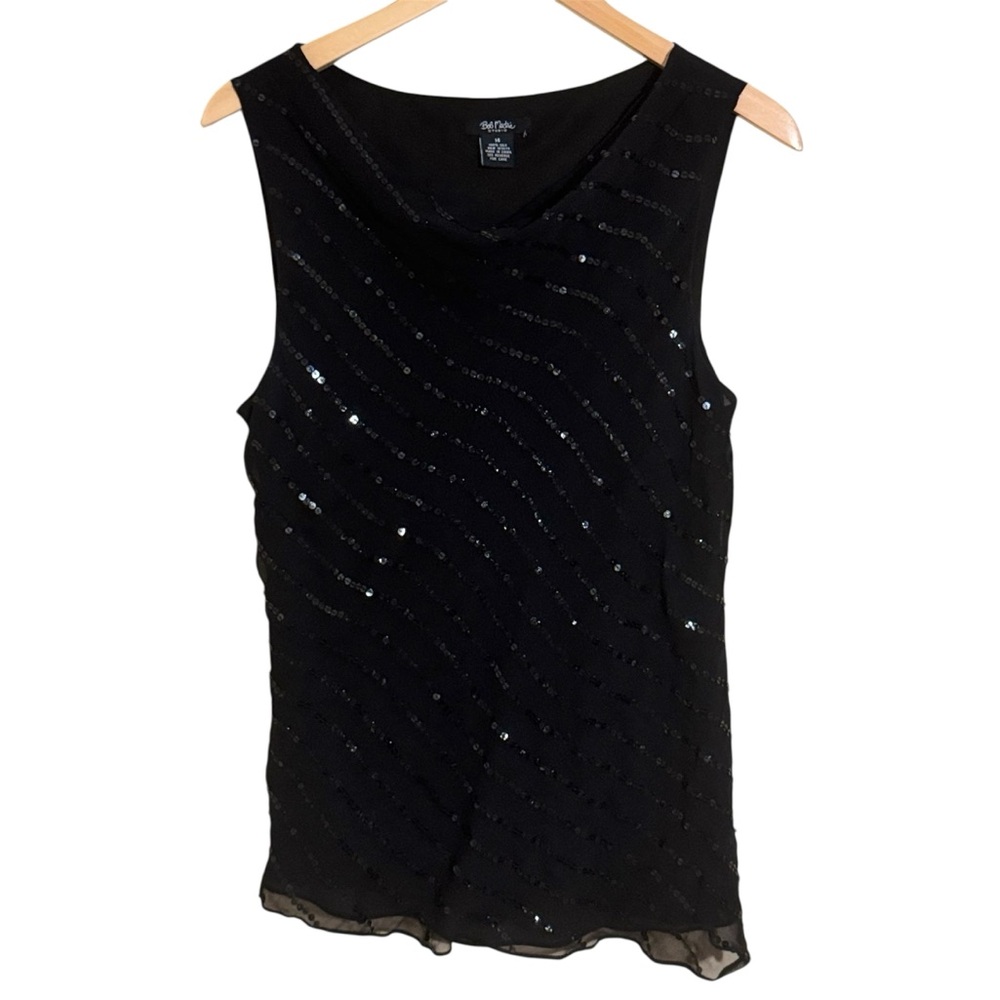 Vintage Y2k 100% Silk Sparkly Sequin Tank Top Blouse size 14